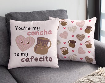 Concha & Cafecito Pillow: Mexican Sweet Bread Home Decor