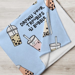 Boba Tea Throw Blanket Milk Tea Blanket Gift for Boba lover Milk tea lover bubble tea throw blanket gift for her cute Boba Asian foodie