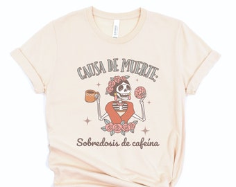 Funny Cafecito Shirt/Pink Concha Shirt/Dia de los Muertos/Pan Dulce/Spanish Coffee Shirt/Gift for Latina/Hispanic Heritage/Mexican Pride