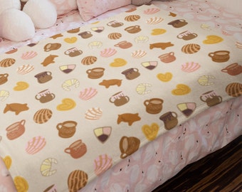 Pan Dulce Velveteen Plush Throw Blanket for kids/youth throw blanket/Gift for Concha lover/Mexican Sweet Bread/Hispanic pride/Kids throw