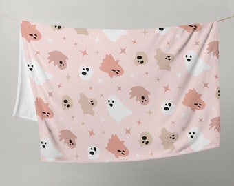 Pink Ghost Throw Blanket: Plush Halloween Accent Blanket