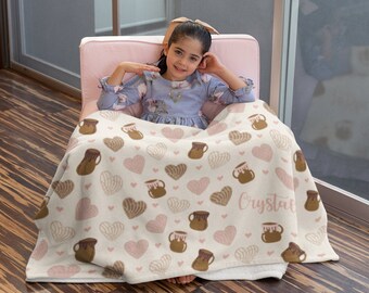 Personalized Concha Throw Blanket-Mexican Sweet Bread Cozy Travel Blanket-Pan Dulce Gift for Latina