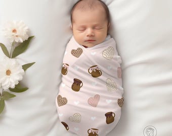 Baby Concha Swaddle Blanket/Infant blanket/Baby Shower Gift/New mom gift/Mexican Sweet Bread Novelty gift/Pan Dulce Blanket/Gift for Baby