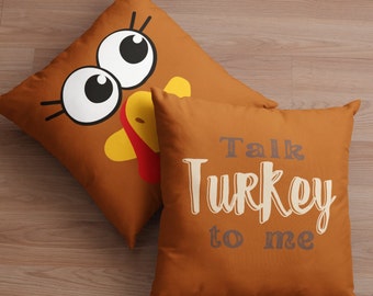 Funny Thanksgiving Turkey Face Decorative Pillow/Fall Home Decor/Turkey Decorations for home/Fall Deco pillow for Living Room
