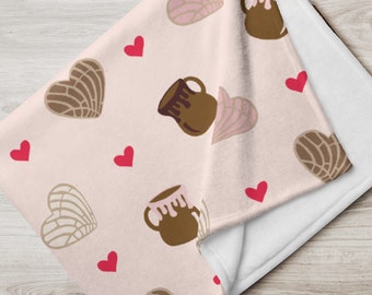 Pan Dulce Velveteen Plush Throw Blanket/Cute gift for Her/Mexican Sweet Bread Novelty Gift/Hispanic Pride throw blanket/Concha bread gift