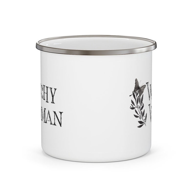 Halloween Enamel Mug/Witchy Woman Mug/Halloween Mug/Earthy Enamel Mug for Mom/Camping Mugs/Cute Witch Mug/Witchy Vibes/Mug for Coffee Lover imagem 4