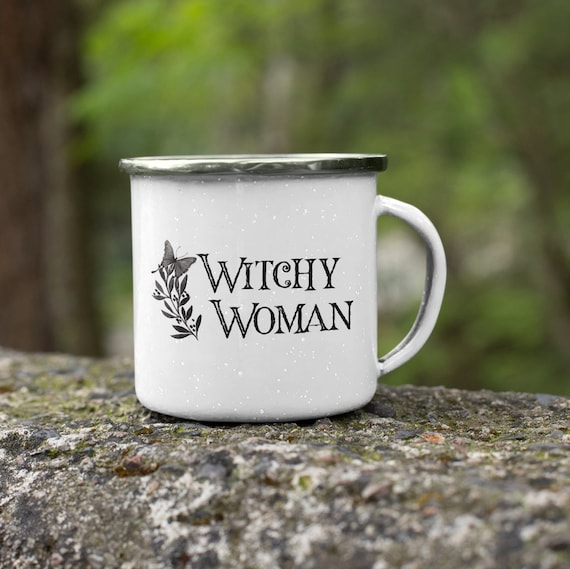 Halloween Enamel Mug/Witchy Woman Mug/Halloween Mug/Earthy Enamel Mug for Mom/Camping Mugs/Cute Witch Mug/Witchy Vibes/Mug for Coffee Lover