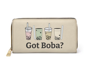 Cute Boba Tea Wallet/Milk Tea Zipper Wallet for women/Gift for her/Gift for Foodie