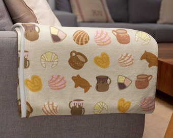 Cute Pan Dulce Throw Blanket/Gift for Mexican Sweet Bread Lover/Velveteen Plush Large Throw Blanket/novelty concha blanket/Hispanic pride