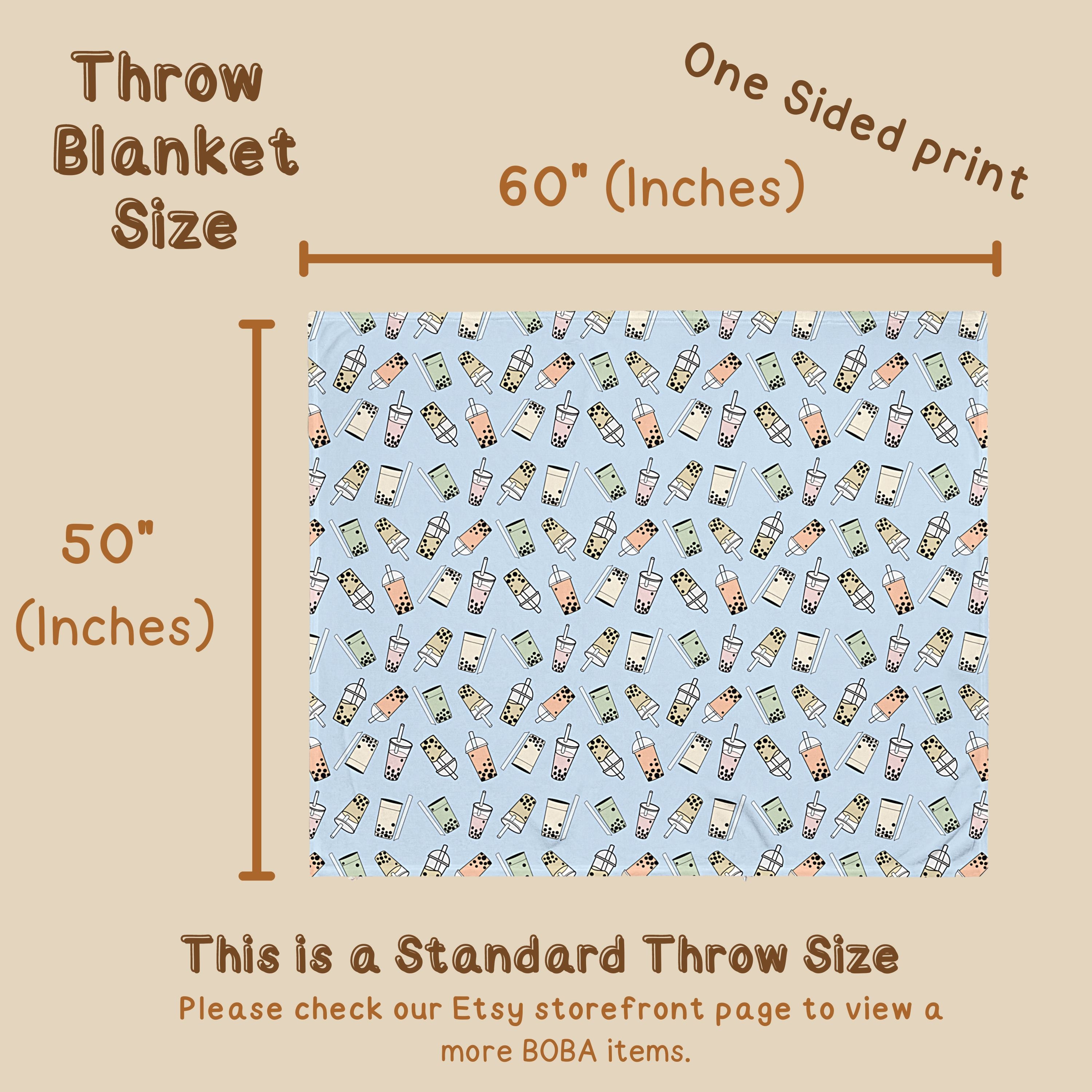 Boba Tea Throw Blanket/milk Tea Blanket/bubble Tea/peral Tea/gift for ...