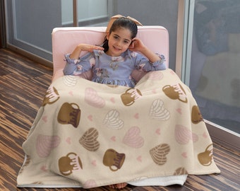 Pink Concha Heart Throw Blanket/Pan Dulce Blanket/Living Room Home Decor/Mexican Sweet Bread Gift for Latina