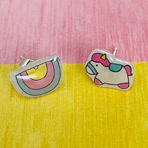 Kids Earring Studs | Toddler Earring | Unicorn Earrings | Unicorn Stud | Fruits Earring Studs | Girl Toddler Jewelry | Birthday Party Favor