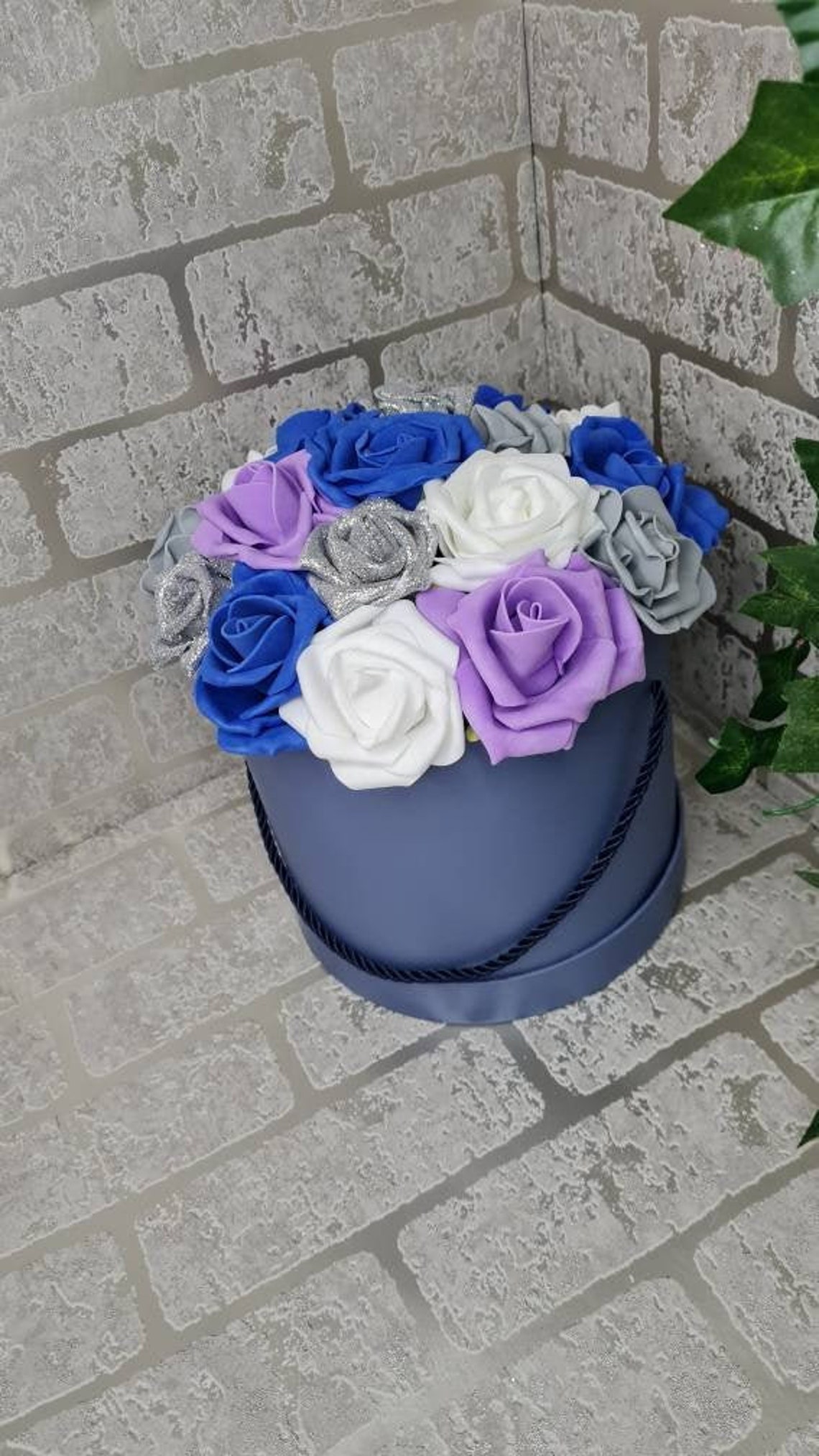 Forever flower hat box artificial flowers roses birthday Etsy
