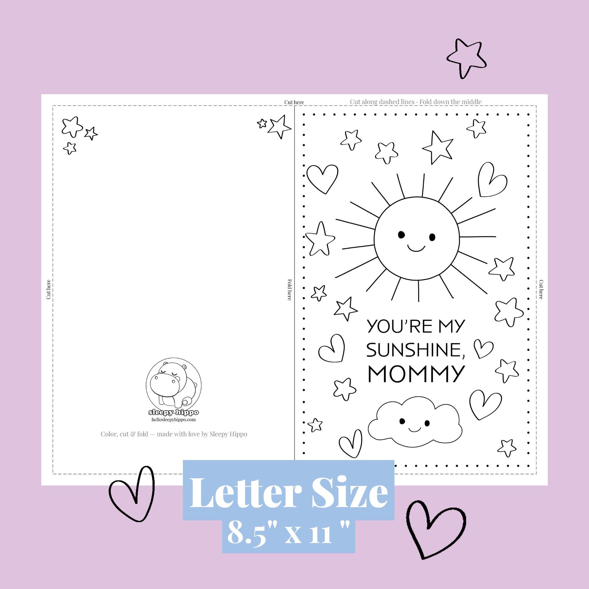Kids Coloring Card for Mom – Printable Mother’s Day Card – Snack Theme ...