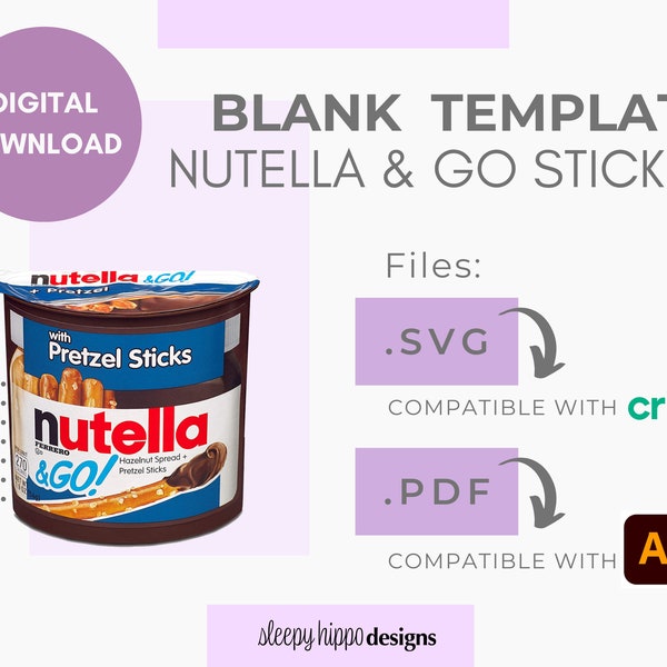 Nutella and Go Labels | Nutella and Go Sticker | Nutella and Go Template | Blank Label Template | Party Favor Template |