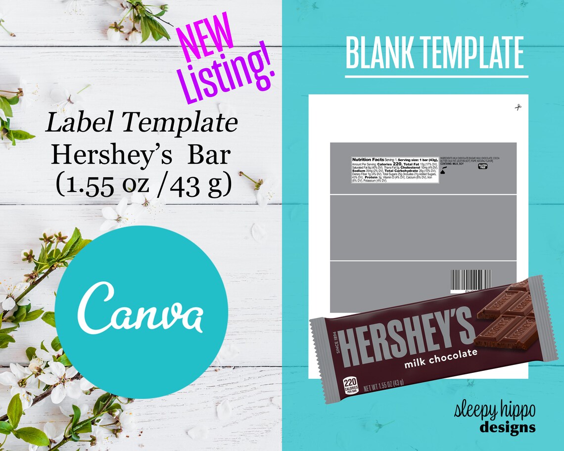 Canva Editable Hershey's Chocolate Bar 1.55 Oz Canva Etsy Australia