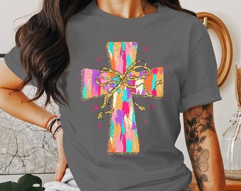 Colorful Cross Artwork Christian Faith png, Inspirational Religious png, Vibrant Graphic Print, Ideal Christian Gift, Faith Apparel