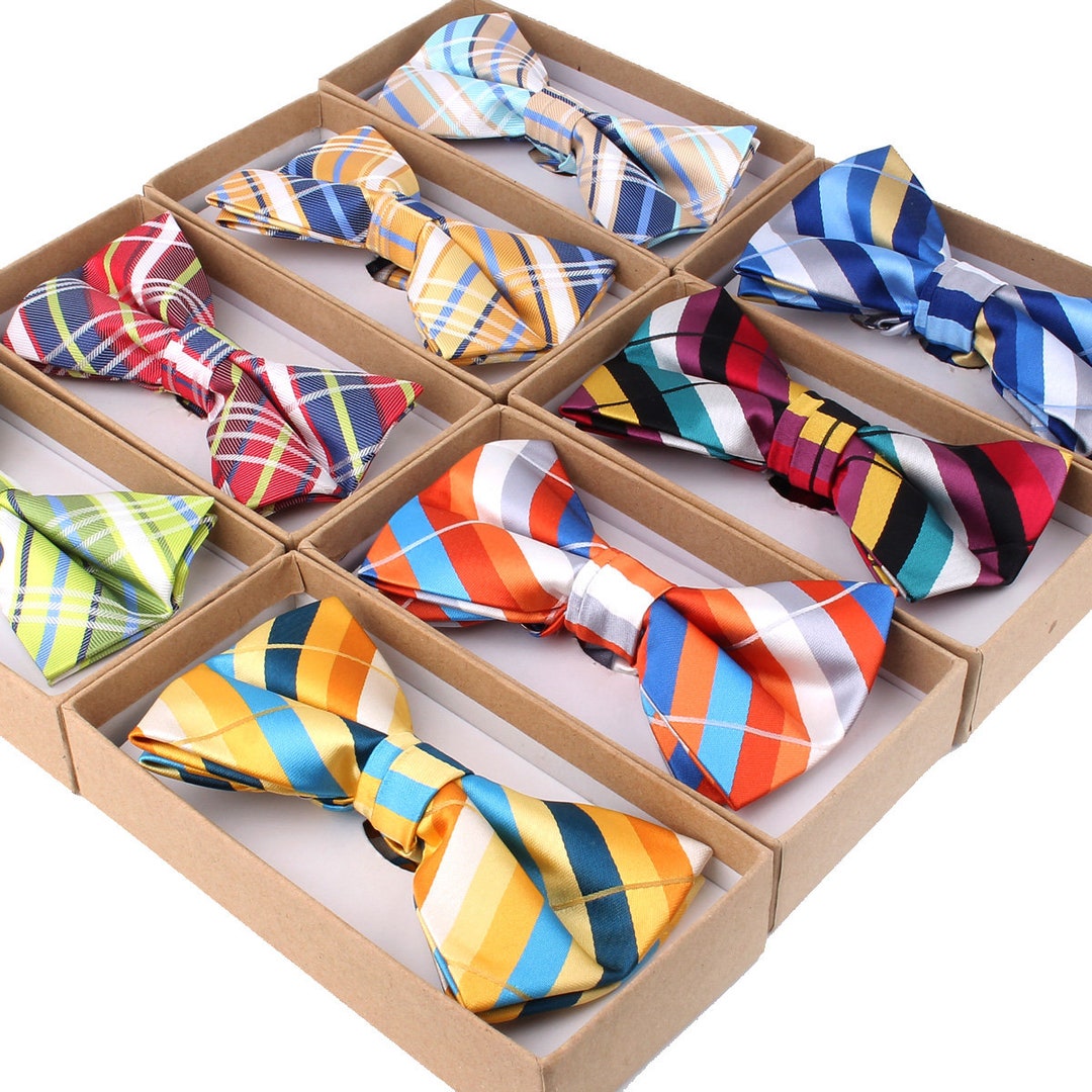 Plaid Bow Ties,jacquard Bow Tie,groom Bow Ties for Wedding, Men's Bow