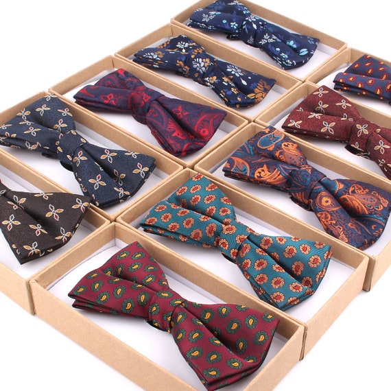 Floral Bow Tie With Boxwedding Bowtiegroom Bow Ties - Etsy