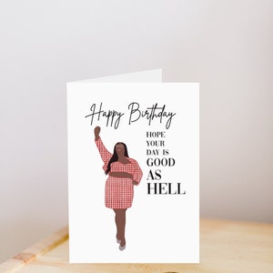 Carte d'anniversaire imprimable Lizzo / Bon comme l'enfer / Femme / Pouvoir féminin