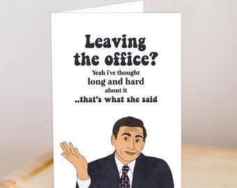 The Office TV Show Michael Scott Goodbye Card, Hand Drawn Printable Card, Downloadable Card, Funny Farewell