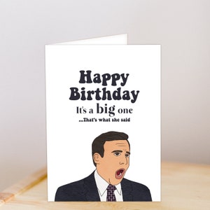 Cartão de aniversário para imprimir do The Office, Michael Scott. Cartão comemorativo, Cartão para download, cartão de aniversário engraçado, Cartão comemorativo hilário.