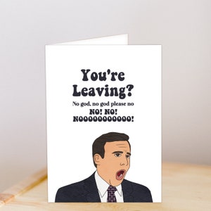 The Office TV-Show Michael Scott Auf Wiedersehenskarte, handgezeichnete druckbare Karte, herunterladbare Karte, lustiger Abschied, Gott Kein Gott nein bitte nein