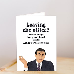 Cartão de despedida do programa de TV The Office Michael Scott, cartão para impressão desenhado à mão, cartão para download, despedida engraçada
