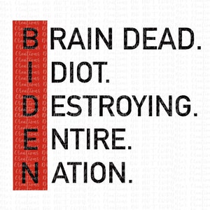 Braindead Idiot Destroying Entire Nation png, Biden png, Anti Biden design, Republican design,Digital Download, Sublimation, Clipart,
