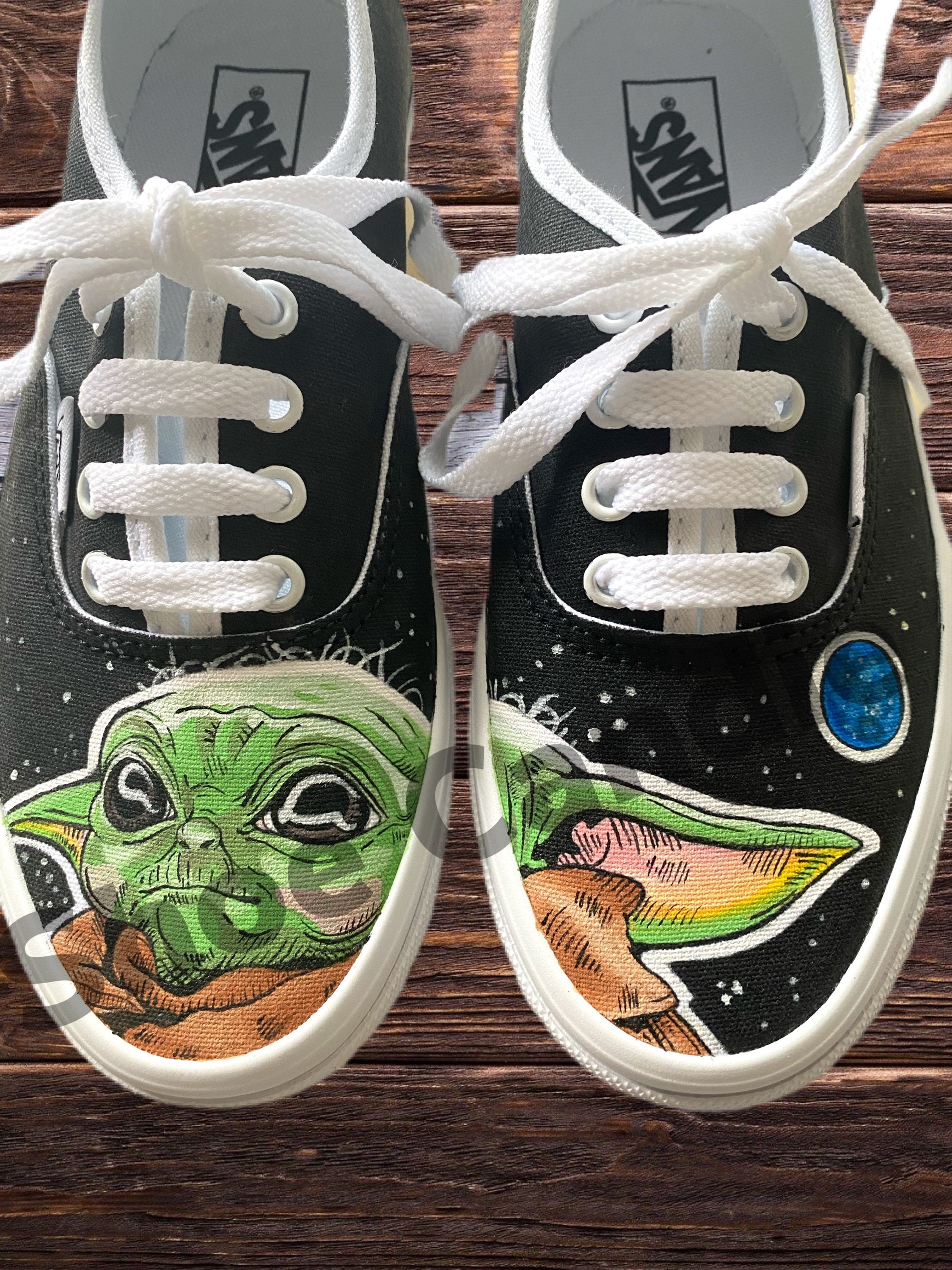 Custom Hand painted Baby Yoda Mandalorian Grogu canvas Vans Etsy