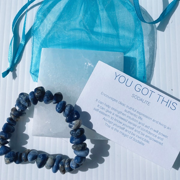 USTED GOT ESTO - Sodalite Tumbled Crystal Bracelet, Gemstone Tumbles, Azul, Intuición,Enfoque,Orientación,Confianza,Confianza,Envío Gratis Australiano