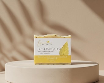 Shea Butter Glow Soap Bar | Moisturizing Brightening Face & Body Cleanser | Natural Handmade Soap