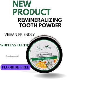 Vegan Natural Herbal Eco Tooth Powder,Toothpaste,Teeth whitening ,Fluoride free,Holistic Remineralizing,Mouth care,Brush,Oral Cleaning,Floss