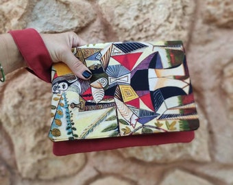 Cartera de mano de tela con cuadro de Picasso, Mujer sentada en el jardín.