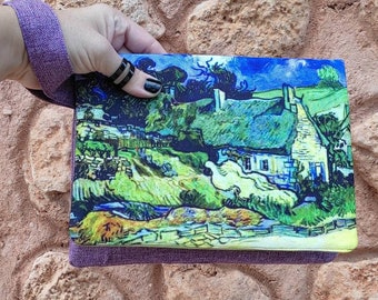 Cartera de mano cuadro de Van Gogh, casas de campo.