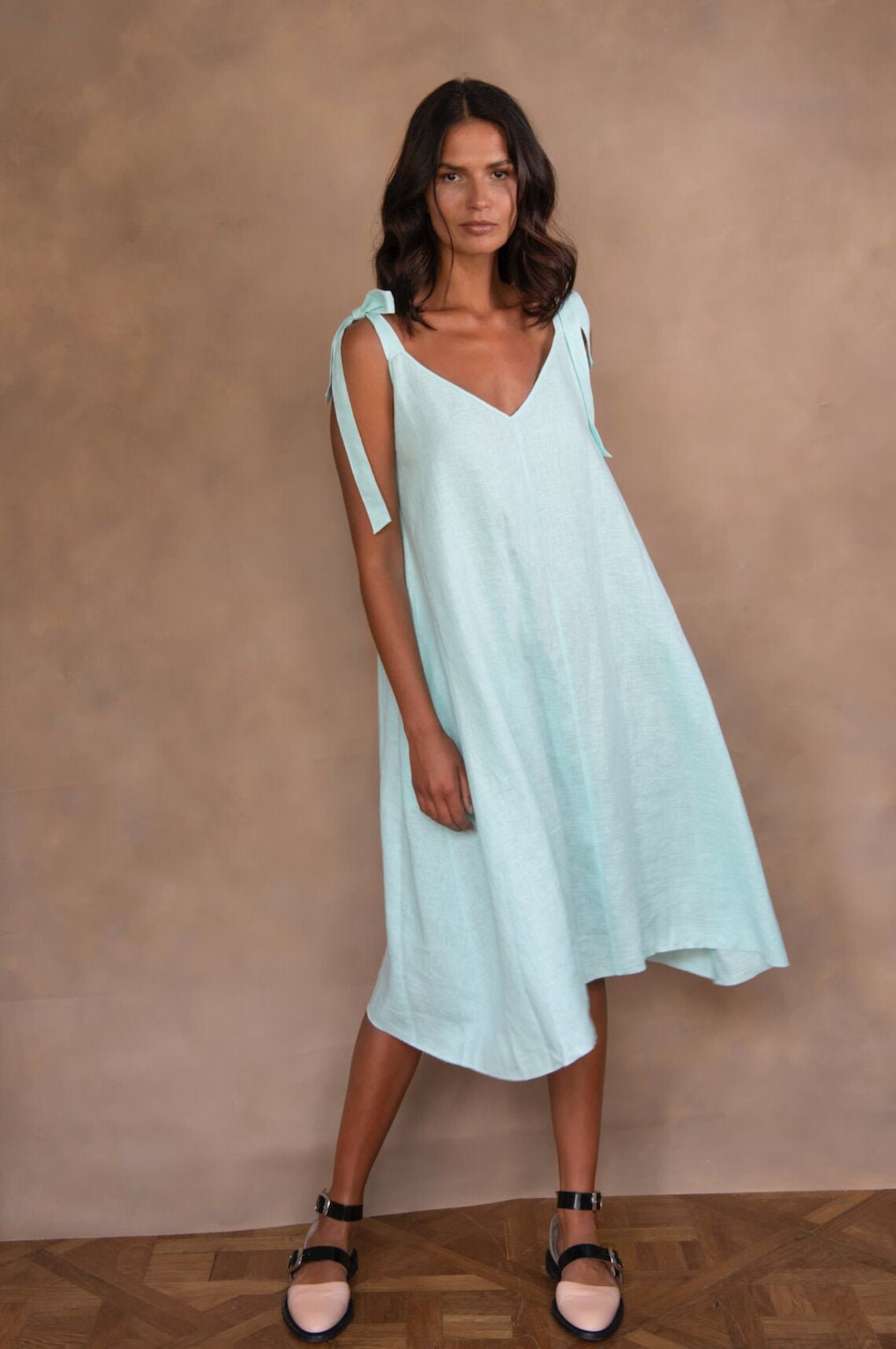 Linen sundress SEA/linen midi dress/linen loose dress/midi | Etsy
