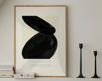 Proverbs 3:6 In all your ways acknowledge Him, Poster, Abstract Bible verse prints, Modern Christian Home Decor, Christian Faith Poster