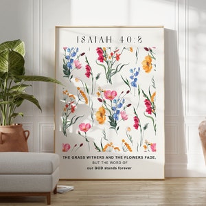 Isaiah 40 Floral pattern | Printed & Shipped | Modern Scripture Decor | Bible verse prints  | Christian Home Decor | Christian Faith Poster