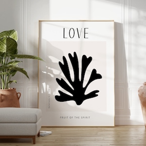 Love Black and Beige Bible verse print Galatians 5 | Printed & Shipped | Modern Scripture Decor | Bible verse print | Christian Home Decor