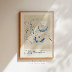 JOHN 15 Poster illustrativo di cibo stampato e spedito / Decorazioni moderne per le Scritture, stampe di versetti della Bibbia / Decorazioni per la casa cristiane / Arte della fede cristiana