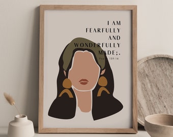 Fearfully and wonderfully made | Psalm 139 poster | Printed & Shipped | Modern Scripture Decor | Bible verse prints | Christian Home Decor