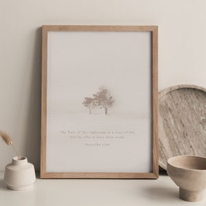 Tree of life Minimal art | Printed & Shipped | Modern Scripture Decor | Bible verse prints | Christian Home Decor | Christian Print Wall art