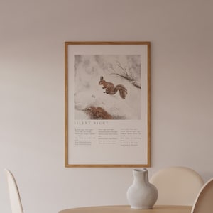 Kerstposter Silent Nighth Carol, kerstliederen, bijbelteksten, Fine Art Christian Home Decor, poster christelijk geloof
