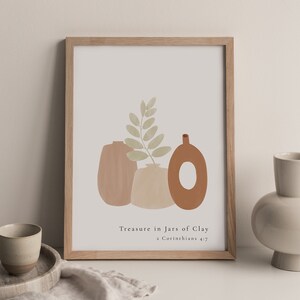 Schatz in Gläsern Beige Poster, Bibel Vers Poster | Druck & Versand | Moderne Schrift Dekor | Christliche Dekoration | Christlicher Druck