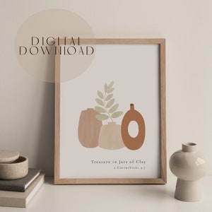 Schatz in Gläsern Beige Poster | Digitaler Download | Moderne Schrift Dekor | Bibelversdrucke | Christliches Wohndekor | Christlicher Druck