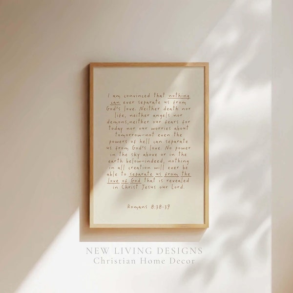 Romans 8 Beige poster, Printed & Shipped, Minimal Bible verse prints , Christian Home Decor, Typography Scripture Poster, Faith Poster