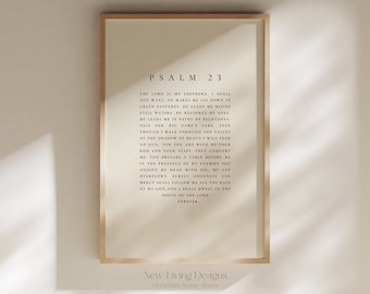Psalm 23 Beige poster, Printed & Shipped, Minimal Bible verse prints , Christian Home Decor, Typography Scripture Poster, Faith Poster