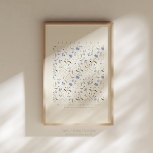 Isaiah 40 Blue Floral pattern, Printed & Shipped, Modern Scripture Decor, Bible verse prints  | Christian Home Decor | Faith Poster