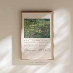 When Peace Like A River Vintage Hymn poster for Christian Home decor, Printed & Shipped, vintage Scripture Decor, It is well with my soul