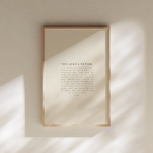 The Lord&#39;s Prayer poster, Printed & Shipped, Minimal Bible verse prints , Christian Home Decor, Typography Scripture Poster, Faith Poster